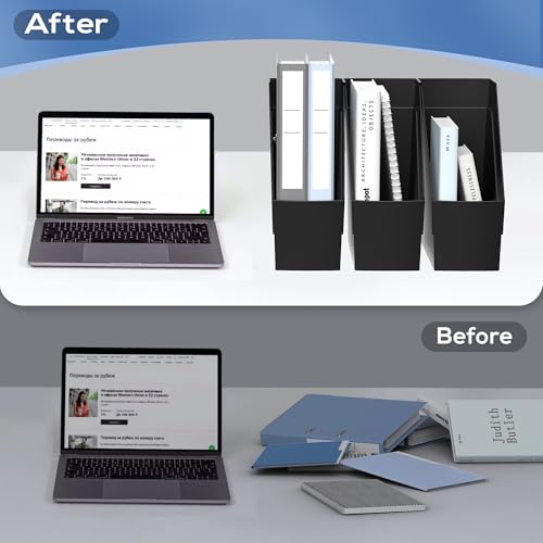 Delifox 3 Pack Black Plastic Magazine Racks Desk Organizer File Bin