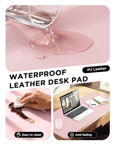 YSAGi Pink 35.4 x 17-Inch Waterproof PU Leather Desk Mat for Keyboard & Mouse