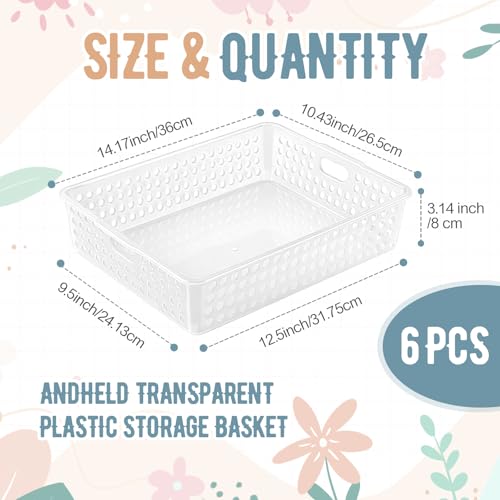Geetery 6 Pack Classroom Storage Baskets with Handle, Clear - Organizer Bins