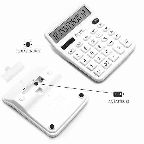 Basic Office Desktop Calculator - 12 Digit, Large LCD Display, Sensitive Buttons for White Office Supplies and School Supplies
