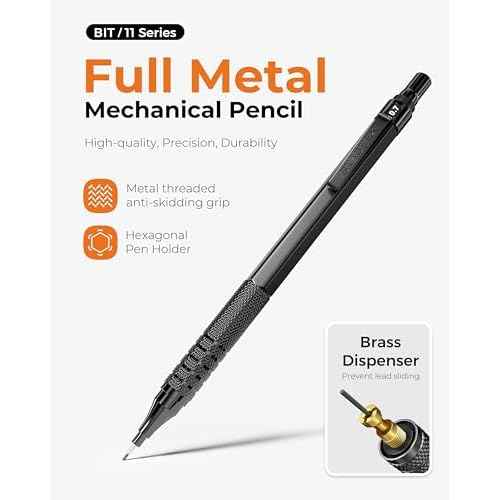45PCS Black & Silver Metal Mechanical Pencil Set in Leather Case, 0.5, 0.7, 0.9, 2.0mm Drafting Pencils with 28 Tubes(6B 4B 2B HB 2H 4H & Colors)Lead Refills for Art Drawing, Sketching,Writing