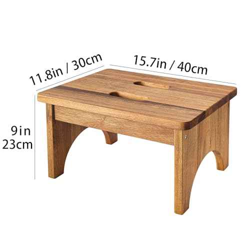 Wooden Step Stool, One Step Stools for Adults, 9'' Small Kitchen Stepping Stool,Heavy Duty Beside High Beds, Bedroom Foot Stool