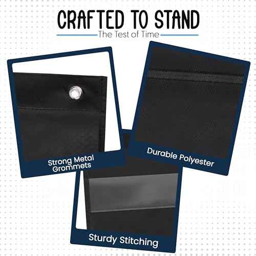 Essex Wares - 9" Wide x 44" Tall Pocket Chart, Black - Sturdy Pocket Chart for Classroom for Sentence Strips - Easy to Use & Hang, Reusable Black Pocket Chart