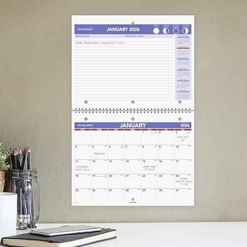 AT-A-GLANCE 2026 Wall Calendar, 8.5" x 11", Small, Unruled Blocks, Monthly (PM1702826)