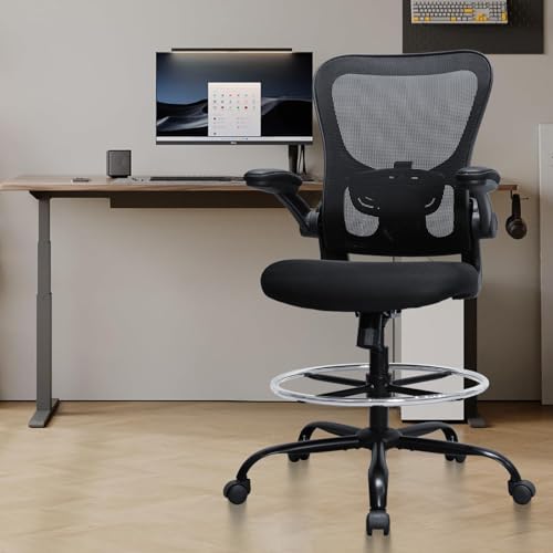 TopBSHODC Drafting Chair Ergonomic Tall Office Chair with Foot Ring & Adjustable Lumbar