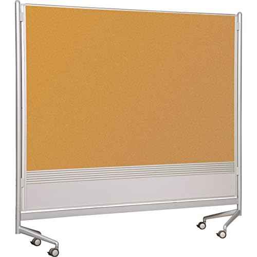 Best-Rite DOC Mobile Whitebooard Room Partition and Display Panel, Dura-Rite Markerboard & Natrural Cork, 6 x 6 Feet (661AG-HC)