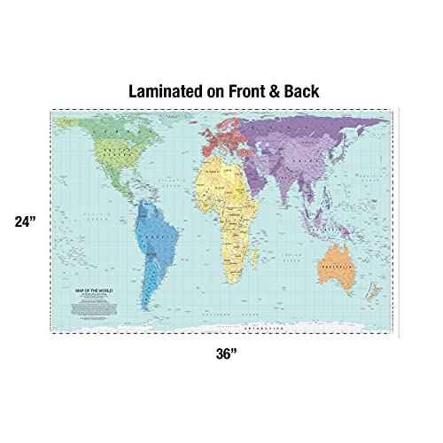 Updated Peters Projection World Map | Laminated 36" x 24¡± Map | Developed by Arno Peters | Most Proportionally-Accurate Land Mass Depiction | Country Size & Scale is True, Unlike Most Maps | Major Countries, Cities, & Bodies of Water Labeled