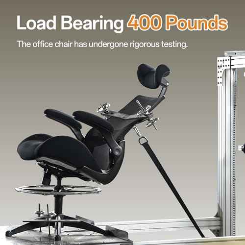 BOLISS 400lbs High Back Wide Computer Office Drafting Chair Flip up Armrests Lumbar Support Adjustable Big Footrest Ring(Black)