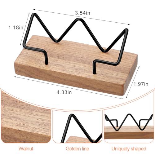 Amyhill 2-Piece Wooden Business Card Holder Set - Light Wood & Black, Style 1