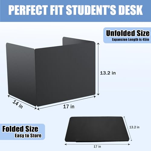 24-Pack Desk Dividers for Students, Plastic Privacy Shields Folders for Student Desks, Sturdy & Durable Testing Dividers for Classroom, Easy to Clean Classroom Privacy Folders School Supplies, Black