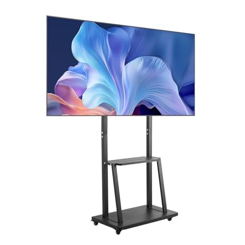 VEVOR Rolling TV Stand, Mobile TV Cart for 32-75 Inch Screens, Height Adjustable Portable Monitor Stand with Tray, Holds up to 150 lbs for Living Room, Bedroom, Office, Outdoor Max VESA 600 x 400 mm