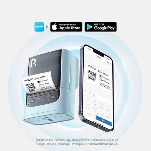 POLONO PM220S Label Maker Machine with Tape, 2 Inch Bluethooth Portable Thermal Label Printer for Small Business, Office, Home, Address, Logo Label, Sticker Printer for Phone/Tablet/PC, Blue