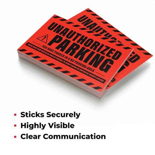 100 MESS Parking Violation Stickers - Hard to Remove - No/Unauthorized Parking Warning Stickers - Super Sticky - 8x5 in (Red, 100)