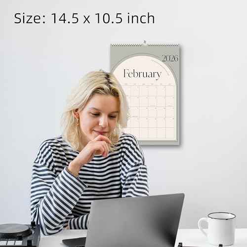 Aesthetic Wall Calendar 2025, 18 Monthly Vertical Calendar July 2025 to December 2026, 14.5" x 10.5" Modern Wall Hanging Calendar for School, Home, Office for Monthly Organizing & Planning (Brown)