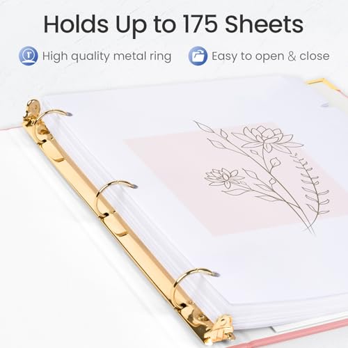 Sooez Pink 1-Inch Metal Ring Binder with Corner Protectors - Letter Size, Elegant Office & School Organizer (Variation: Solid Light Pink / 1)