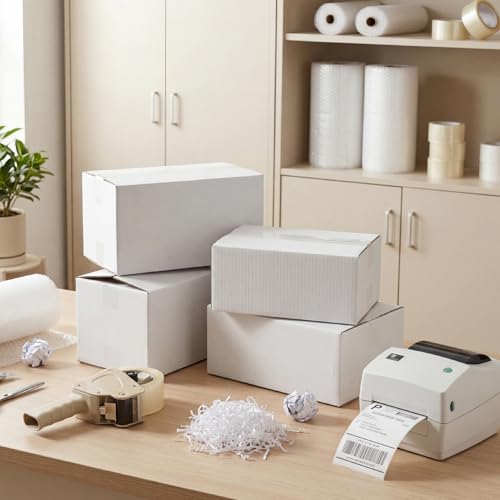 CRUGLA Assorted Shipping Boxes 30 Pack - White, 3 Sizes (11x6x6, 10x7x5, 9x6x4 in)