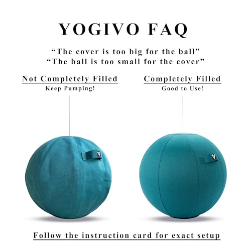 YOGIVO Ocean Blue 24in Sitting Ball Chair — Ergonomic Office & Home Balance Ball with Handle