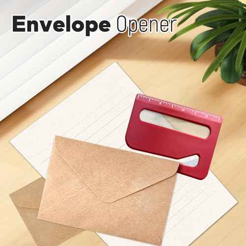3-Pack Letter Openers with Ruler & Magnifier - Envelope & Package Slitter Tool, Safe Paper Cutter for Mails, Envelopes, Packages