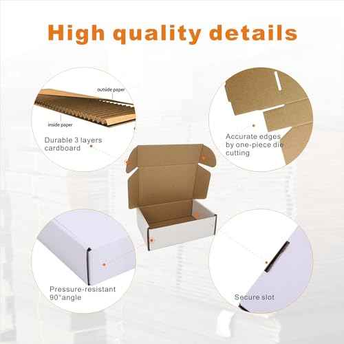 50 Pack 6x4x2'' Small Shipping Boxes, Corrugated Cardboard Mailers for Business, White (CM642)