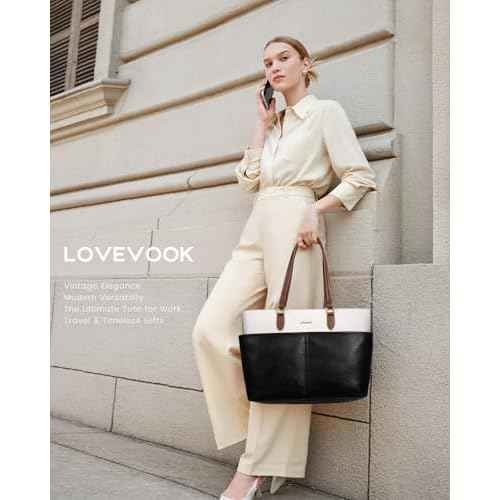 LOVEVOOK Laptop Tote Bag for Women, 17.3 inch Laptop Work Bags for Teacher with Cup Holder