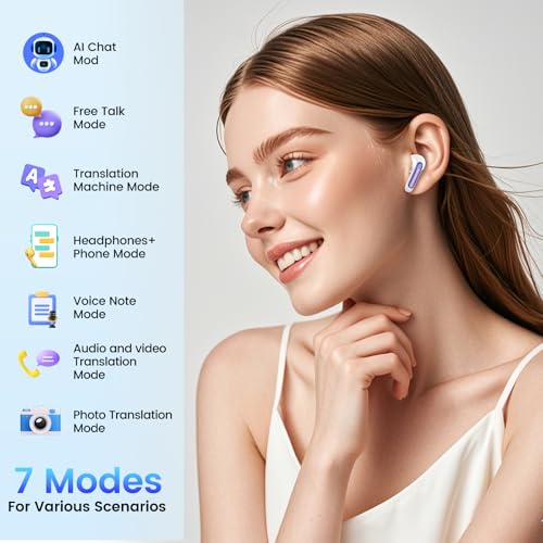 Dbasne AI Translation Earbuds with 164 Languages Bluetooth 5.4 Voice Translator