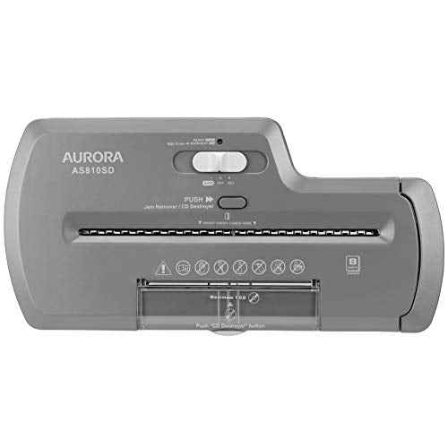 Aurora AS810SD 8-Sheet Strip-Cut Paper, CD and Credit Card Shredder Basket
