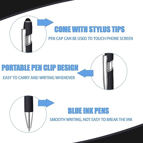 100 Pcs Ballpoint Pen with Stylus 2 in 1 Ballpoint Pen for Touch Screens, 2 in 1 Thank You Pen Gift for Colleagues, Coworker, Office (Black)