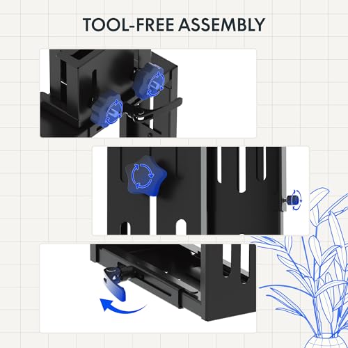 FLEXISPOT For Single-Crossbeam: Computer Tower Stand, 5.63-9.53W x 11.81-20.47L, 44 lb Capacity