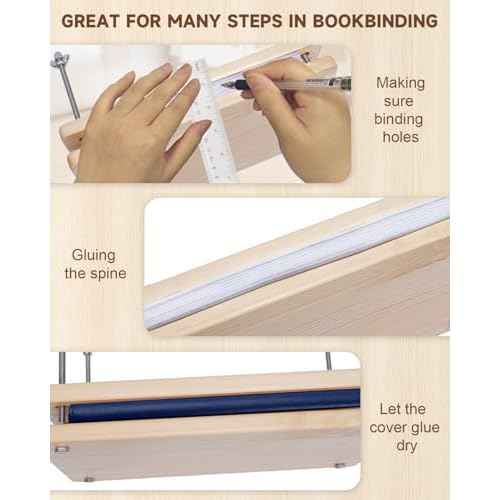 eZAKKA Book Binding Kits, Book Press 11.6 x 7.6 Inch with Plastic Bone Folder, Waxed Thread for Beginners Bookbinding Supplies, 15PCS