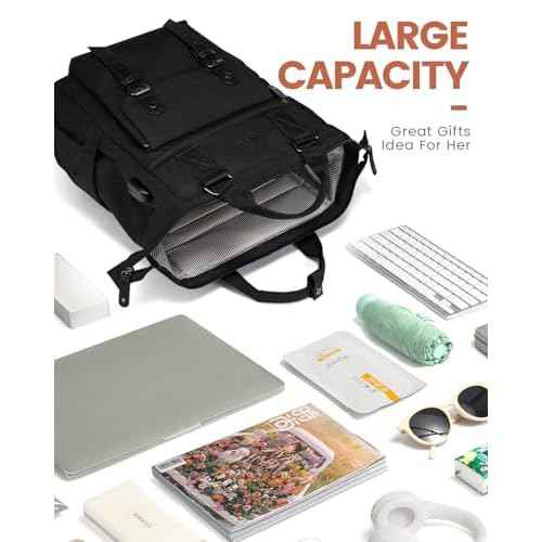 LOVEVOOK Laptop Backpack for Women, College School Backpack Student Bookbag, Teacher Work Bags Travel Backpack Purse, Business Computer Bag Commuter Nurse Bags, 15.6 Inch, Black