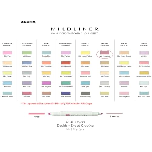 Double-Ended Creative Highlighter set of 40 colors original pen pouch (Blue)