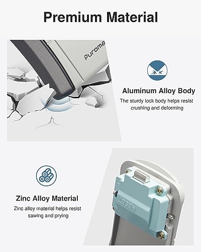 Puroma Wall-Mounted Key Lock Box Safe with Combination Code, Grey - Secure Home & Office Storage