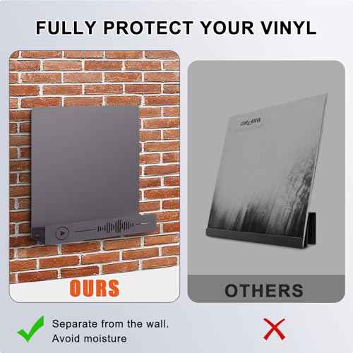 Vinyl Record Holder - 2Pack Wall Mount Storage, Heavy Duty Now Playing Metal Display Shelf, Fits 20 LP's, Dark Grey