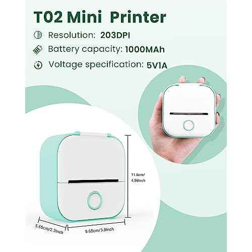 T02 Sticker Printer, ¡¼2024 New Upgrade¡½ Mini Thermal Maker, Sticker Printer Machine, Bluetooth Wireless Portable Maker for Kids Birthday