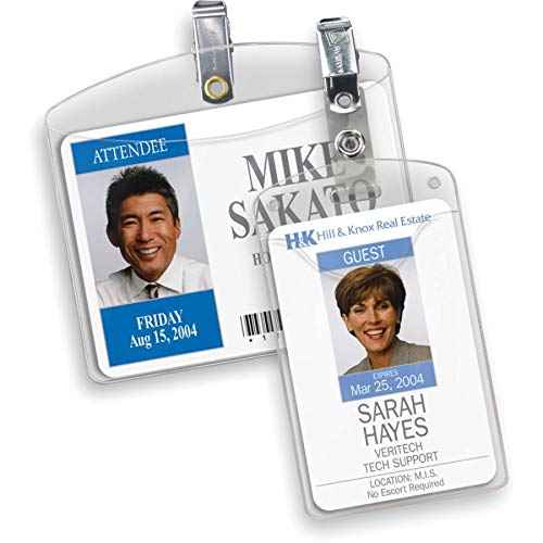 Avery Heavy Duty Badge Holders, 3.5" x 2.25", 50 Vertical Name Badge Holders with Clips (2920)