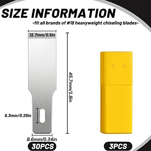 Zhehao 30 Pack Size 18 Chisel Blades for Hobby Knives Replacement with Storage Box