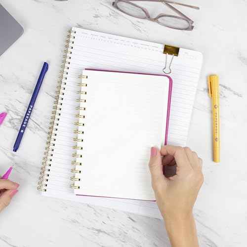 PAPERAGE Lined Spiral Journal Notebook, (Black), 160 Pages, Hardcover Journal for Women & Men, Medium 5.5 in x 8 in - 100 GSM, Thick Paper, Spiral Notebook for Work, School & Journaling