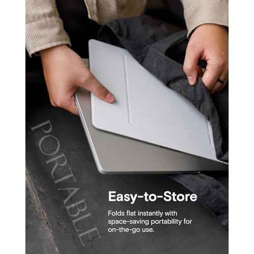 MOFT Invisible Laptop Stand for Desk, Stick-Free Tablet and Computer Stand with Dual-Angle, Foldable&Portable Laptop Riser Holder, Fits 13"+ Tablets & 15"+ Laptops, Misty Cove (Non-Adhesive Version)