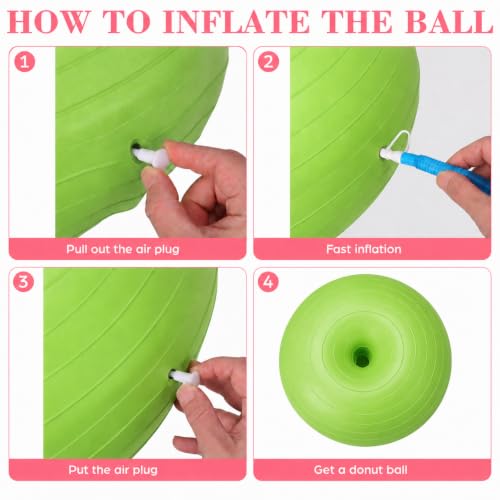 CHMKMPZG Green 17.3in Inflatable Yoga Ball Chair - Anti-Slip Donut Stability Stool