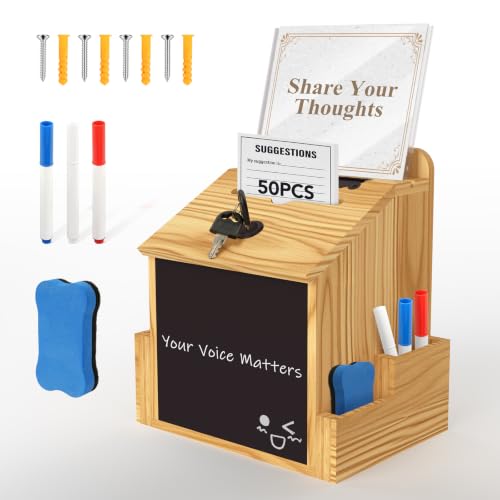 Pine Wood Suggestion & Donation Box with Lock & Slot - Customizable