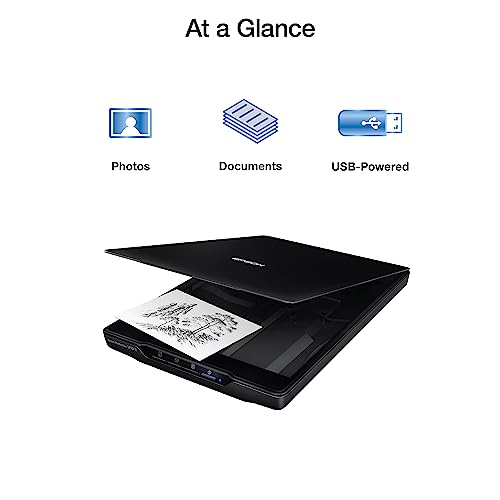 Epson Perfection V19 II Color Photo and Document Flatbed Scanner with 4800 dpi Optical Resolution, USB Power and High-Rise, Removable Lid