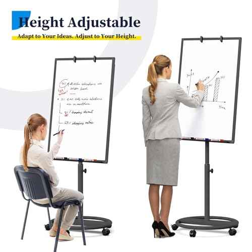 Mobile Whiteboard ? 36 x 24 inches Portable Magnetic Dry Erase Board, 3' x 2' Stand Easel White Board Dry Erase Easel Standing Board w/Flipchart Hooks (Black)