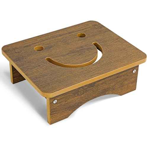 Y&M One Step Stool for Adults & Seniors, Waterproof HDPE Bedside Support Step Stool with Non-Slip Foot, 5.6" Heavy Duty Bed Step for High Beds, Bedroom, Office, Kitchen, Living Room ? Rustic Brown