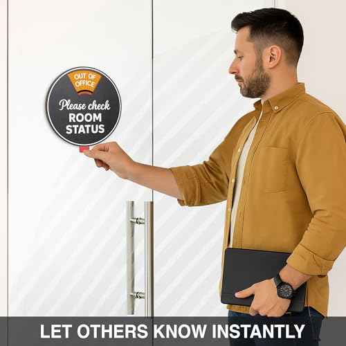 Office Door Sign Decor 6 in 1 Rotating, In A Meeting/Do Not Disturb/Please Knock/Work From Home/Back Soon/Out Of Office Supplies Sign For Door, Available And Away Wheel Spinner (Tape & Magnetic)