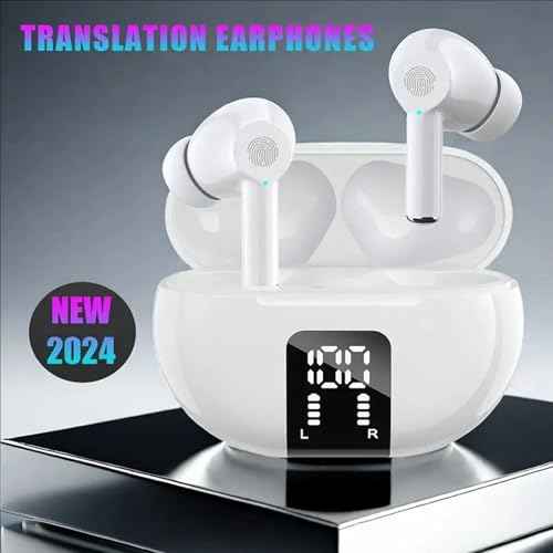 Translation Earbuds Real Time Voice Translator Earbuds Supports 144 Languages Two-Way Online Translator in Ear Earbuds with APP Fit iOS and Android Ideal