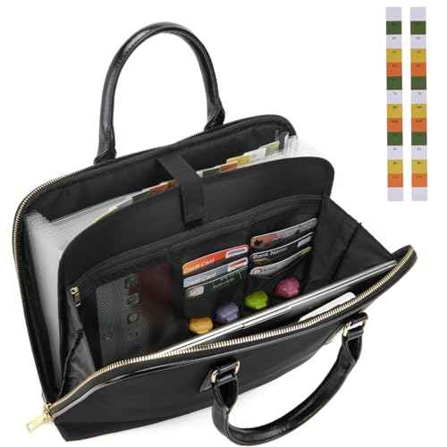 Accordian File Organizer Tote,Folder with Zipper & Labels,12 Pocket Expanding File Folder