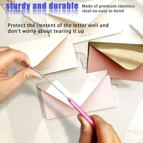 4 Pack Office Letter Opener, Stainless Steel Knife-Edge Blade Envelope Openers, Lightweight Mail Slitter with Ergonomic Grip Handle for Home and Office Use, Mixed Colors