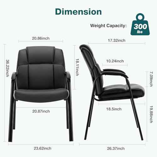 OLIXIS Waiting Room Chairs Set of 4, Leather Office Desk Reception Guest Stationary Side Chair with Padded Arms for Home Conference Lobby Area Meeting Church Medical Clinic Elderly Student