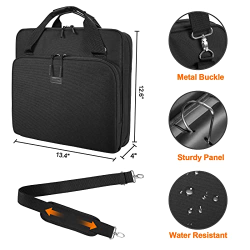 3 Ring Zipper Binder 3 Inch D-Ring, Binder with Zipper Shoulder Strap 700 Sheet Capacity & Multi-Pockets School and Office Organizer, Compatible with 13-Inch MacBook(Patent Design Black)