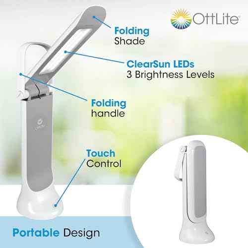 OttLite Dimmable LED Task Lamp - Portable, Adjustable, Desk Light, Great Gift